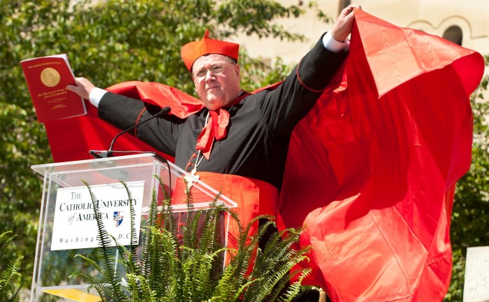 Cardinal Timothy Dolan doing his Superman impression